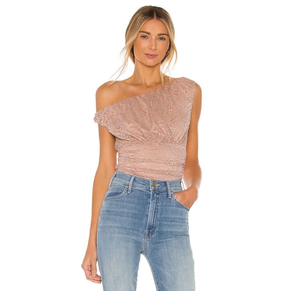 Majorelle Niley Top Revolve Pink Lace Off One Shoulder NEW NWT Large